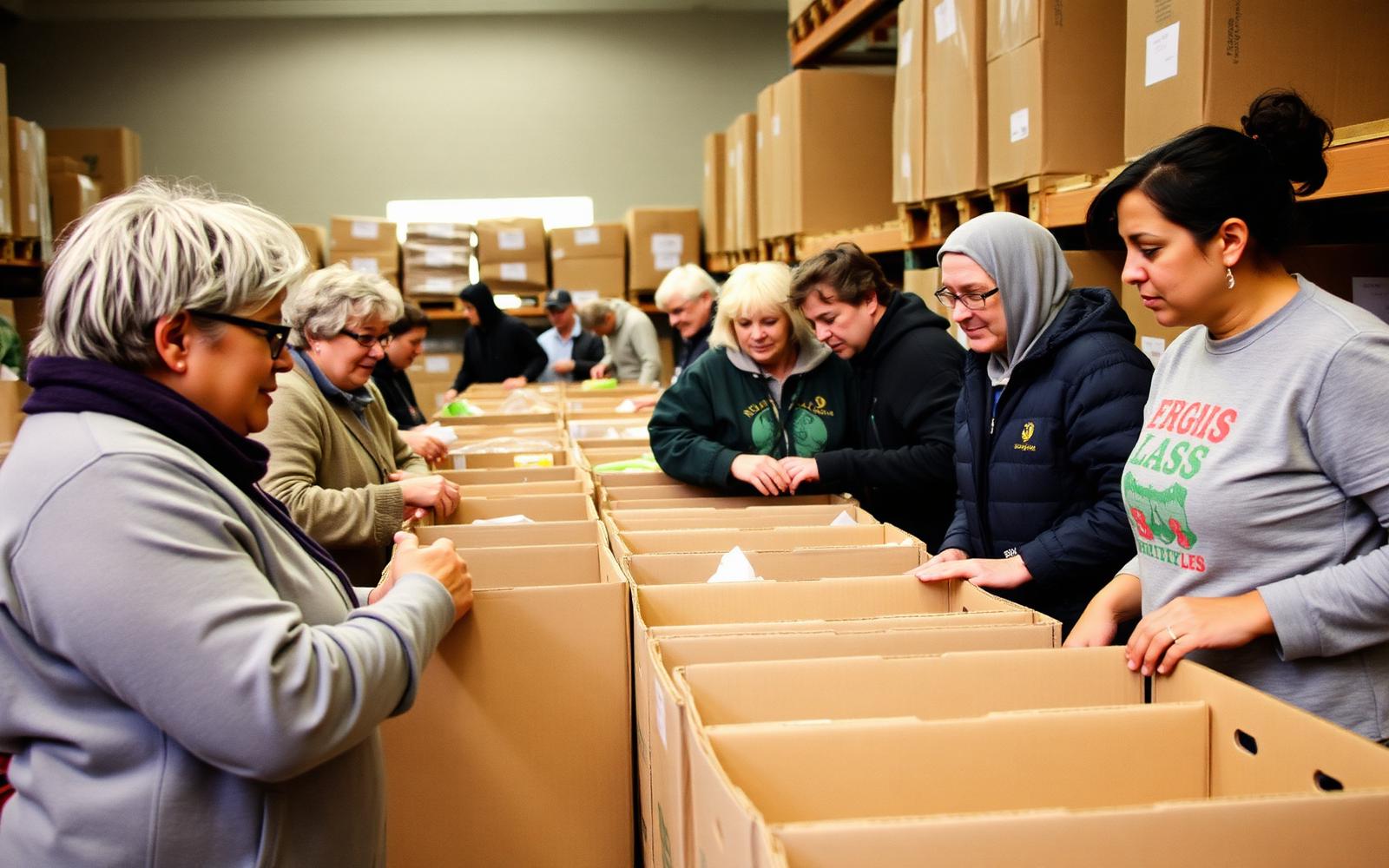 Pack groceries for local families